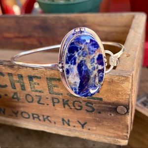 ✨RUSTIC BOHO SODALITE SILVER BANGLE BRACELET